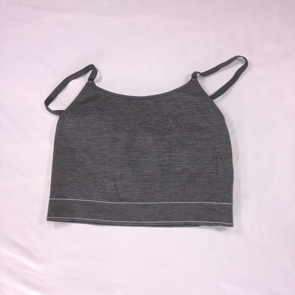 Aerie Real Good Seamless Cropped Cami Tank Top Gray Ribbed Adjustable Straps M